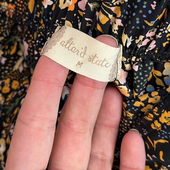 Altar’d State M Dark Floral Blue Orange Preppy Elastic Pull On Mini Skirt Spring - Picture 7 of 8